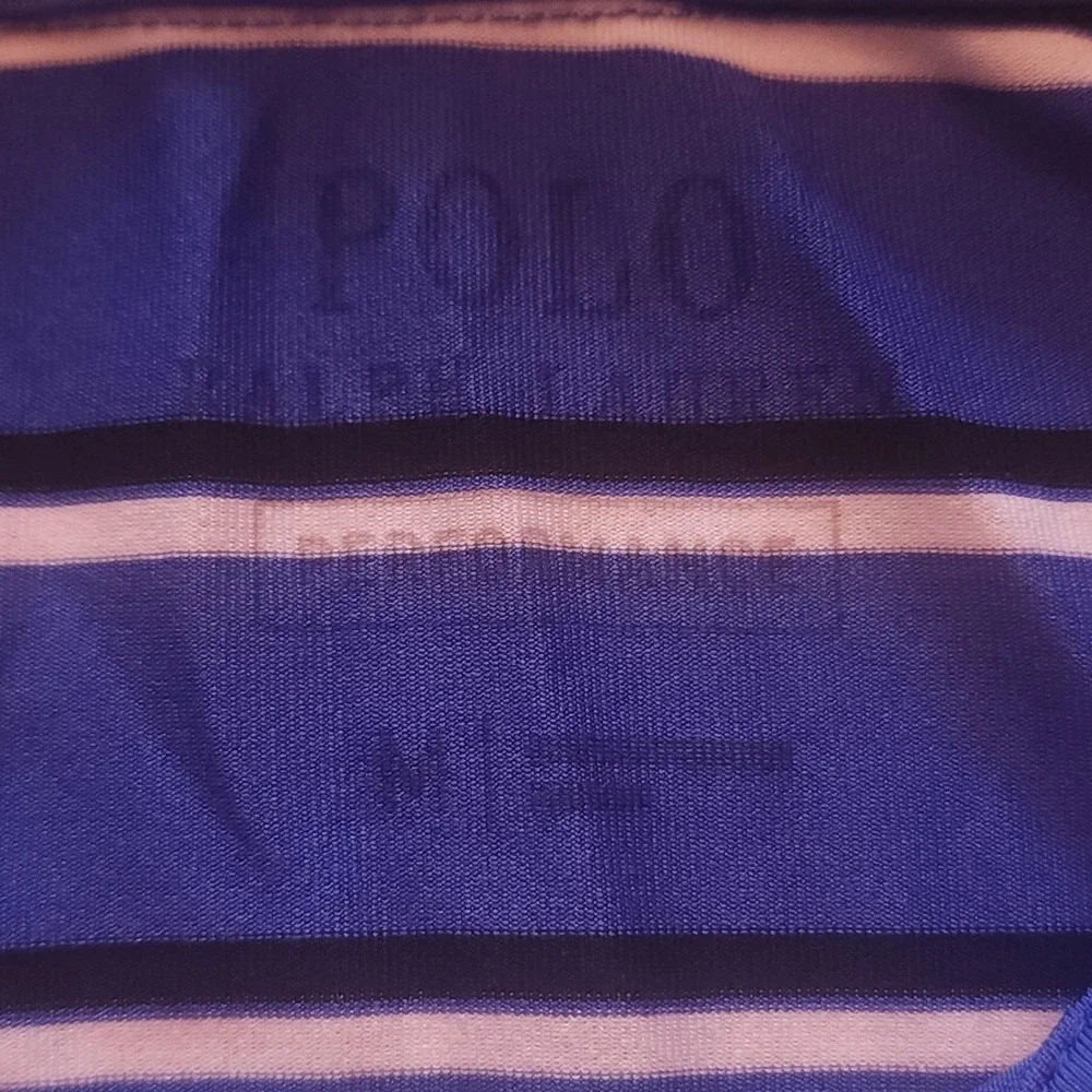 Polo Ralph Lauren Blue Striped Polo Shirt Men's Medium Lightweight